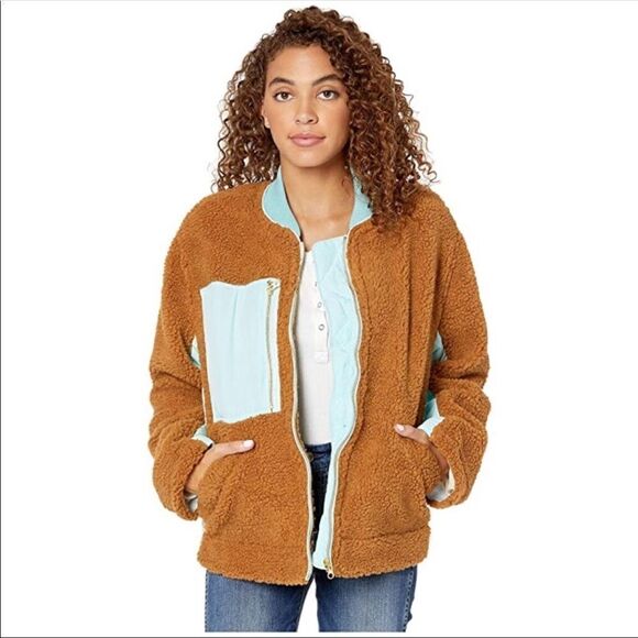 𝑓𝑟𝑒𝑒 𝑝𝑒𝑜𝑝𝑙𝑒 S Rust Rivington Sherpa Faux Shearling Jacket - Picture 3 of 12